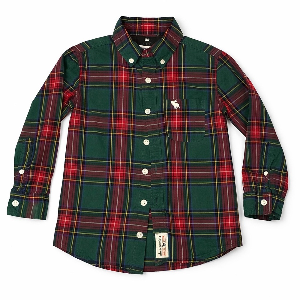 abercrombie kids Red & Green Plaid Button-Down Shirt